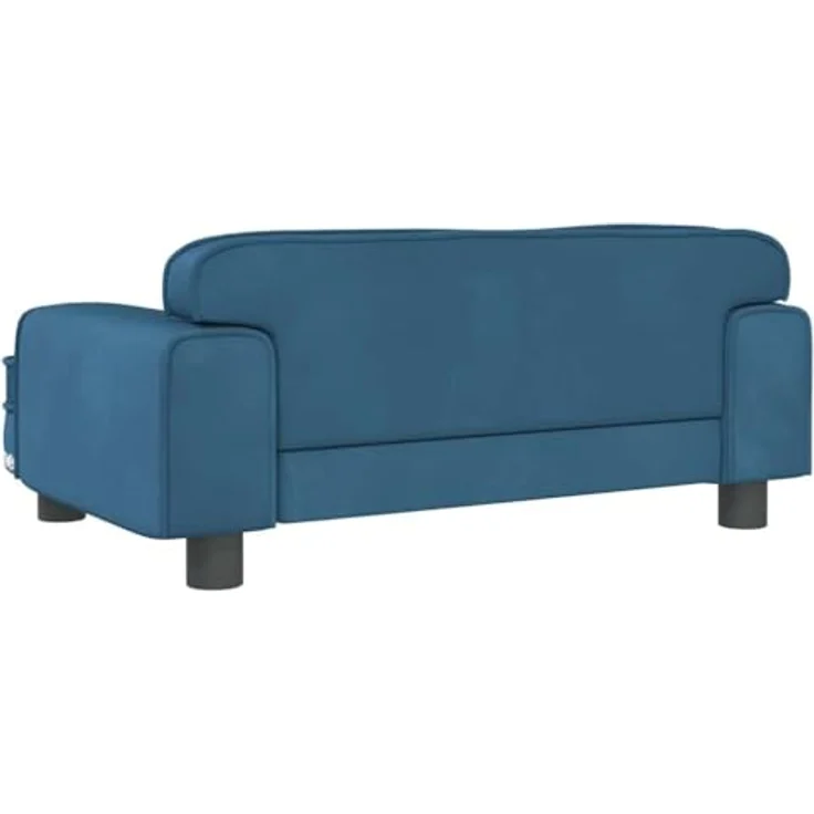 vidaXL Hundekorb Hundebett Blau 70x45x30 cm Samt Körbchen Hundesofa mit massivem Kiefernholzrahmen – Bild 7
