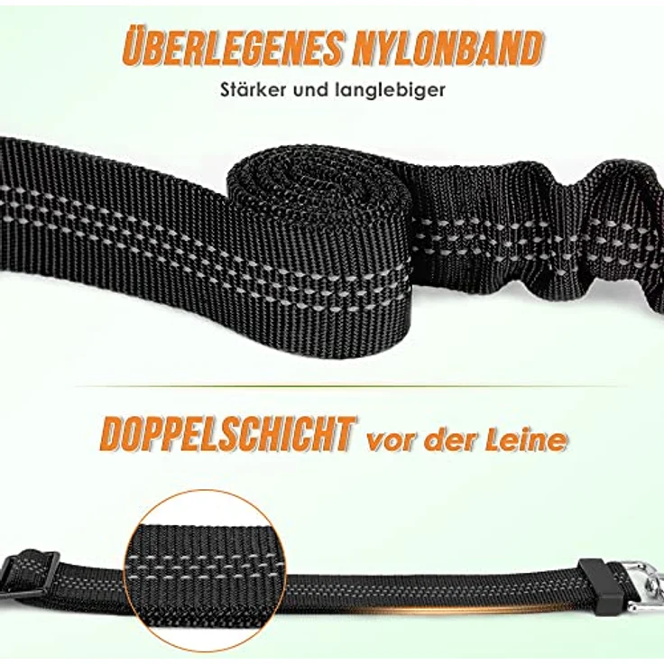 Nasjac Doppelte Hundeleine, 360° drehbarer Splitter für zwei Hunde, verstellbare stoßdämpfende Bungee-reflektierende Leine für kleine, mittlere und große Hunde – Bild 5