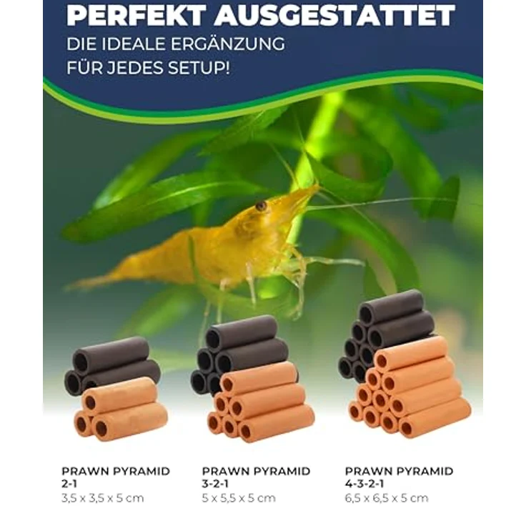 HOBBY Aquariendeko Prawn Pyramid 4-3-2-1, Rückzugsmöglichkeit für Krebse und Garnelen, dunkel – Bild 4