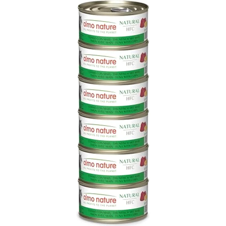 Almo Nature HFC Natural, Nassfutter für ausgewachsene Katzen, Thunfisch & Mais, Human Grade, glutenfrei, 6 x 70g – Bild 1