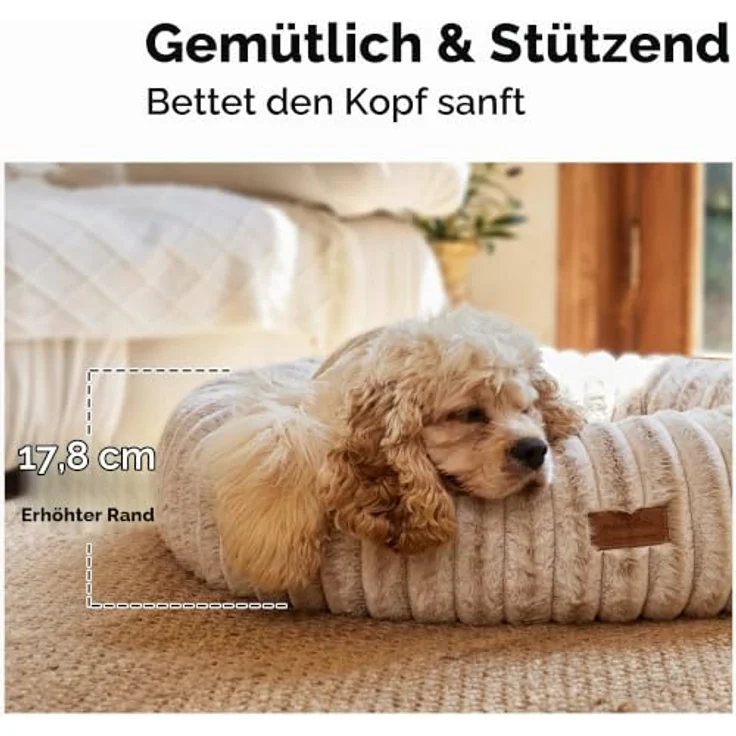 FUKUMARU Orthopädisches Hundebett, Katzenbett für Innen, waschbare Abdeckung, modernes Design mit Farbverlauf, 76 x 76 x 18 cm, Kamel – Bild 4