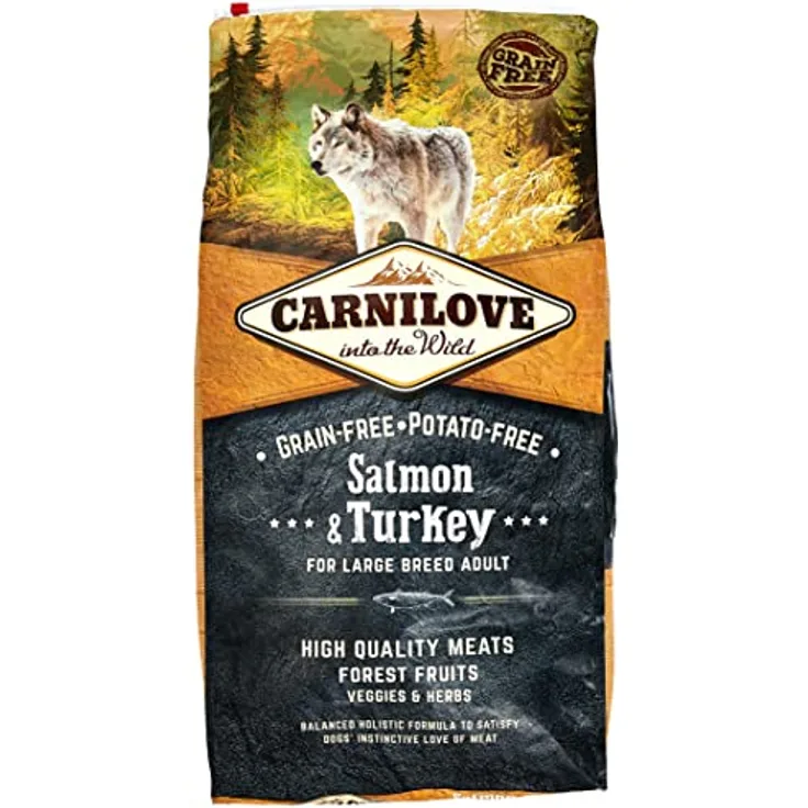 CARNILOVE Salmon & Turkey Large Breed, Getreidefreies Hundefutter für große Rassen, 12kg
