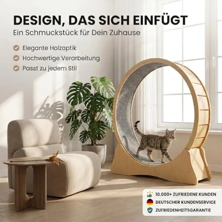 noviclass® Katzenlaufrad Baghira XXL, 132cm Durchmesser, artgerecht und stabil, kratzfest, witterungsbeständig, inkl. Spielzeug und E-Book – Bild 5