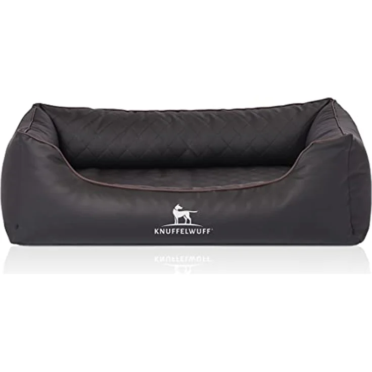 Knuffelwuff Orthopädisches Hundebett Madison, Laser-gestepptes Kunstleder, S 70 x 50cm, Schwarz, Abnehmbarer Bezug, Hygienisch und leicht zu reinigen, Für große, mittelgroße und kleine Hunde – Bild 2
