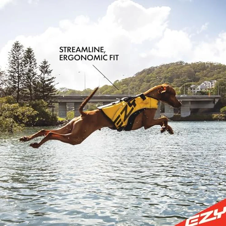 EzyDog DFD X2 Boost Schwimmweste Hunde - Premium Schwimmhilfe für kleine, mittlere & große Hunde, blau, Größe M, anatomisches Design mit starkem Assistenzgriff – Bild 2