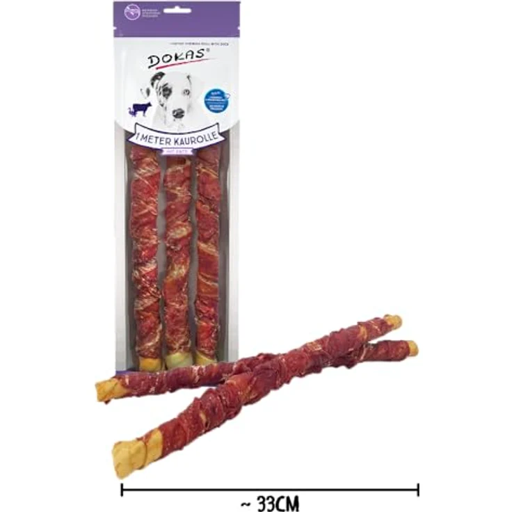 Dokas Kaurolle, 1 Meter Kausnack aus Ente, 3 x 315 g, für langen Knabberspaß, ohne Farb- und Konservierungsstoffe – Bild 3