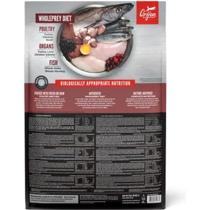 ORIJEN Adult Dog Small Breed, biologisch angemessenes Trockenfutter mit frischem Huhn, Truthahn und Wachtel, 4,5kg – Bild 4