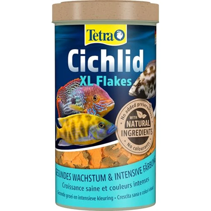 Tetra Cichlid XL Flakes, Fischfutter in großen Flocken für größere Cichliden, 10 L Eimer, proteinreich und ohne Farbstoffe – Bild 1