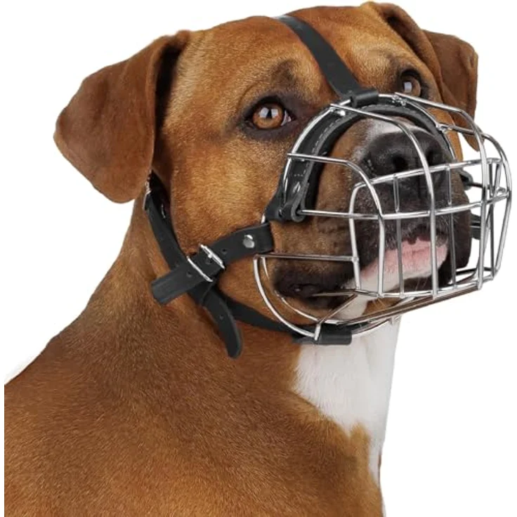 BRONZEDOG Hundemaulkorb Drahtkorb Metallmaske für mittelgroße bis große Hunde, Größe 4 für Pitbull & Amstaff, hundefreundliches Design für Training und Spaziergänge – Bild 1