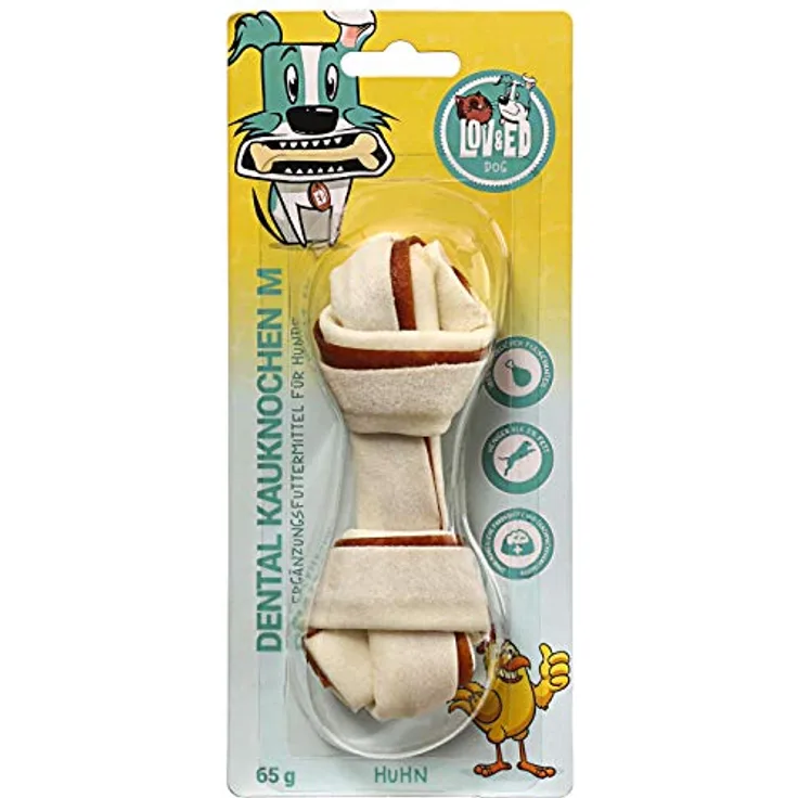 Lov&Ed Hundesnack Dental Kauknochen aus Hühnerfleisch, Größe M, 65 g - Zahnreinigung und Zahnfleischmassage ohne künstliche Zusatzstoffe