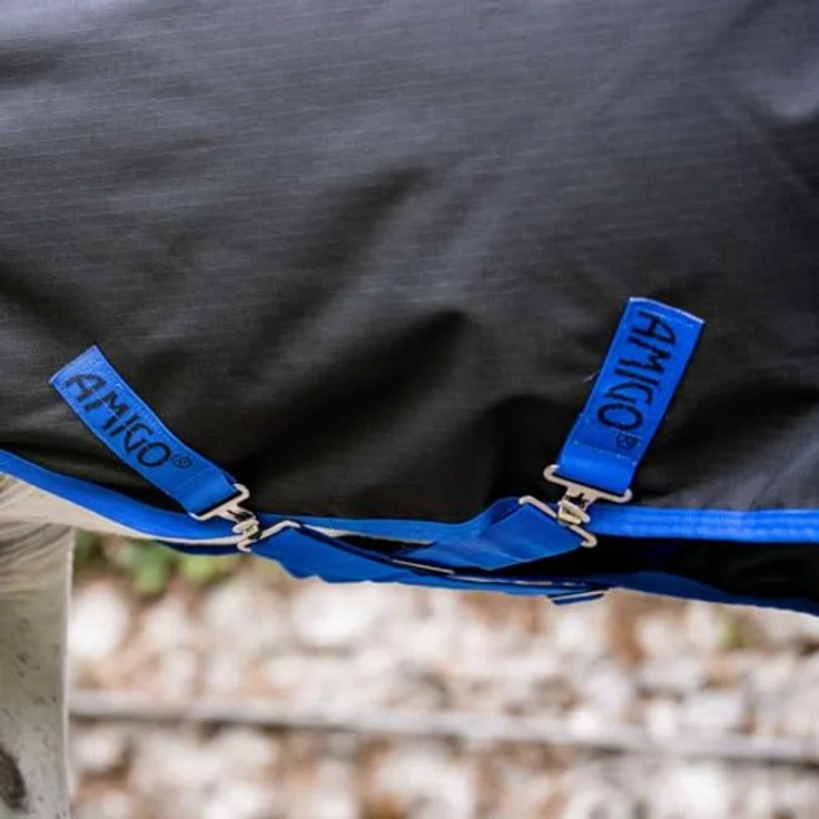 Horseware Amigo Ripstop 900D Lite 0g Turnout Decke, wasserdicht und atmungsaktiv, Black/Classic Blue, Deckengröße 160 cm / 7’0 – Bild 3