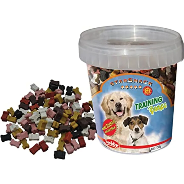 Nobby STARSNACK Training Bones für Hunde, 500 g Dose mit Pansen, Lamm-, Wild-, Geflügel-, Rindfleisch und Lachsöl