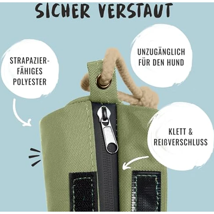 Rudelkönig Futterbeutel für Hunde, Robuster Apportierdummy für Leckerlies mit Klett- und Reißverschluss, strapazierfähig für jedes Futter – Bild 4