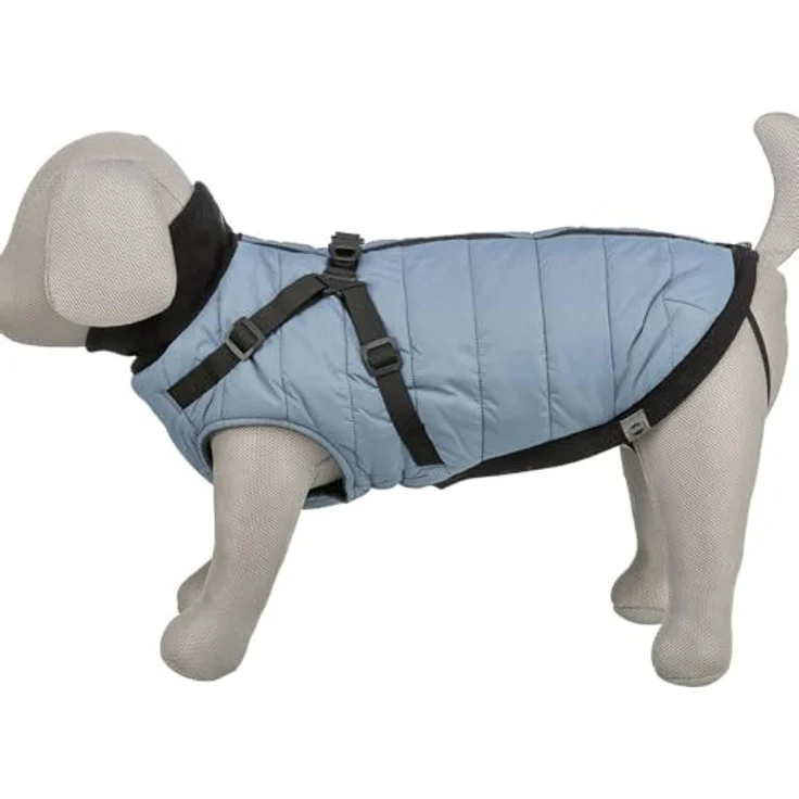 Trixie Pontis Hundemantel mit Geschirr, XXS (24 cm), blau-grau, strapazierfähiges Polyester, ideal für regnerische Tage – Bild 3