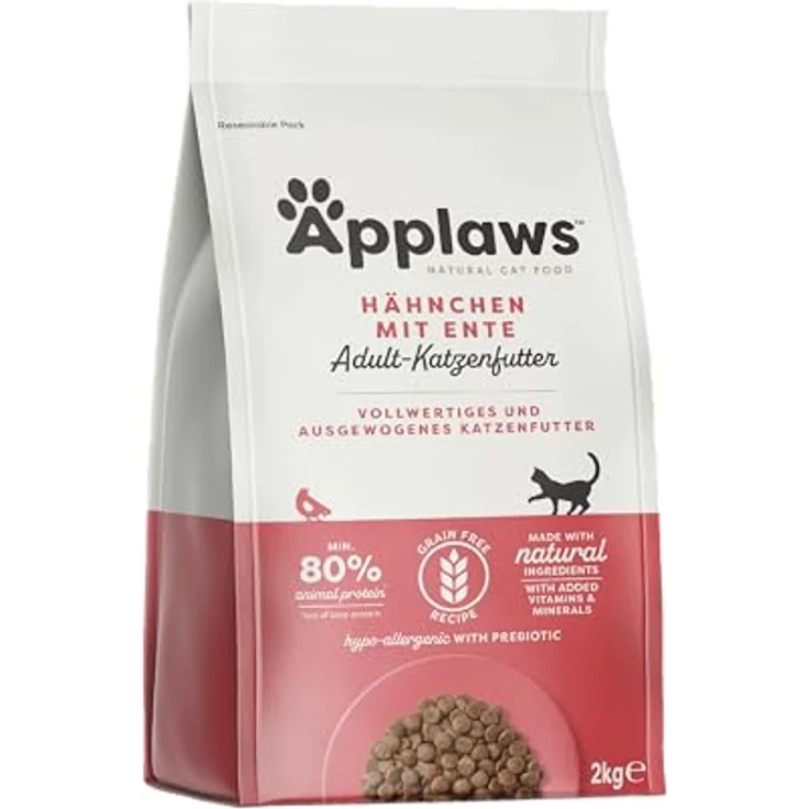 Applaws Katzentrockenfutter Adult, Huhn mit Ente, getreidefrei, 2kg Packung, hypoallergen und reich an Omega-Fettsäuren – Bild 1