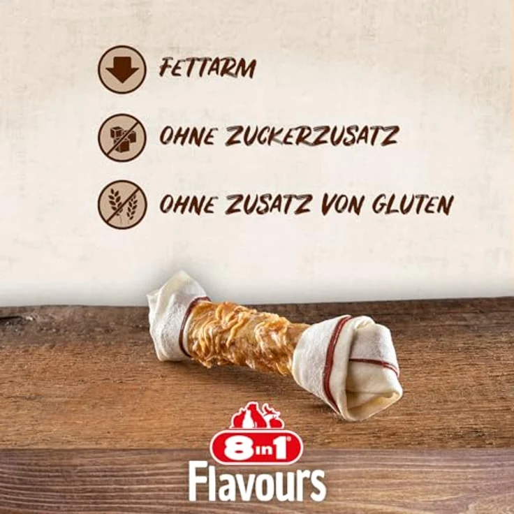 8in1 Triple Flavour Knochen M - Hundeknochen mit Hähnchenfilet, Schweine- und Rinderhaut, fettarm, 1 Stück – Bild 5