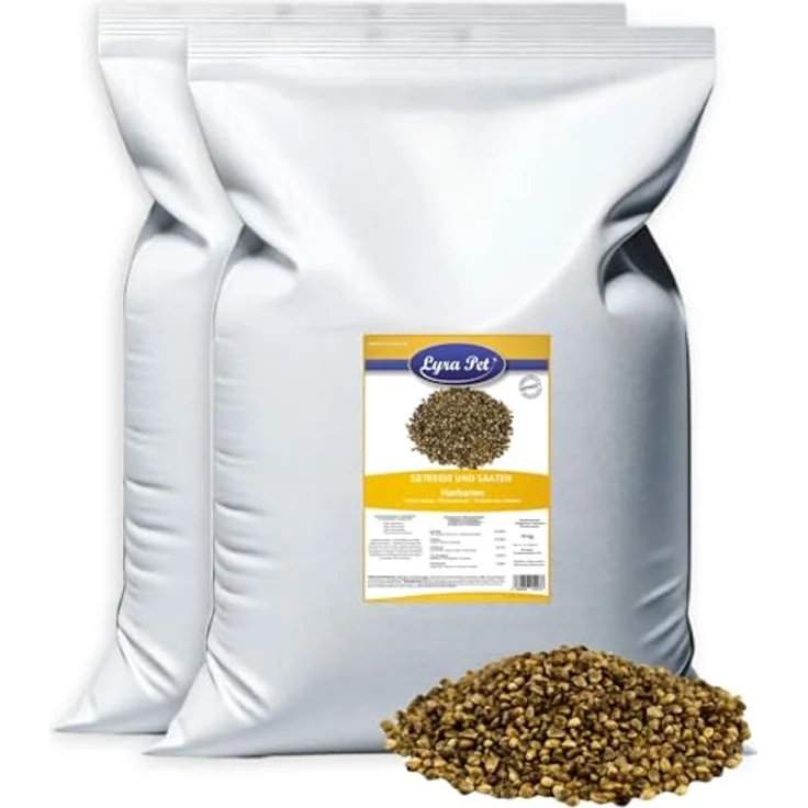 Lyra Pet® 20 kg Hanfsamen, proteinreiches Vogelfutter mit Omega-3-Fettsäuren, ballaststoffreich für Wildvögel, Pferde & Nager, ganzjährig und nährstoffreich – Bild 1