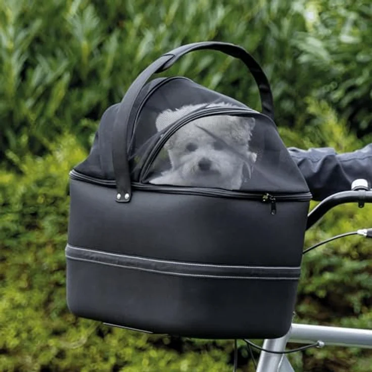 TRIXIE Hundefahrradkorb für den Lenker, bis 6 kg, 41 × 47 × 29 cm, inklusive Regenhaube und Netzabdeckung, Modell 13108 – Bild 3