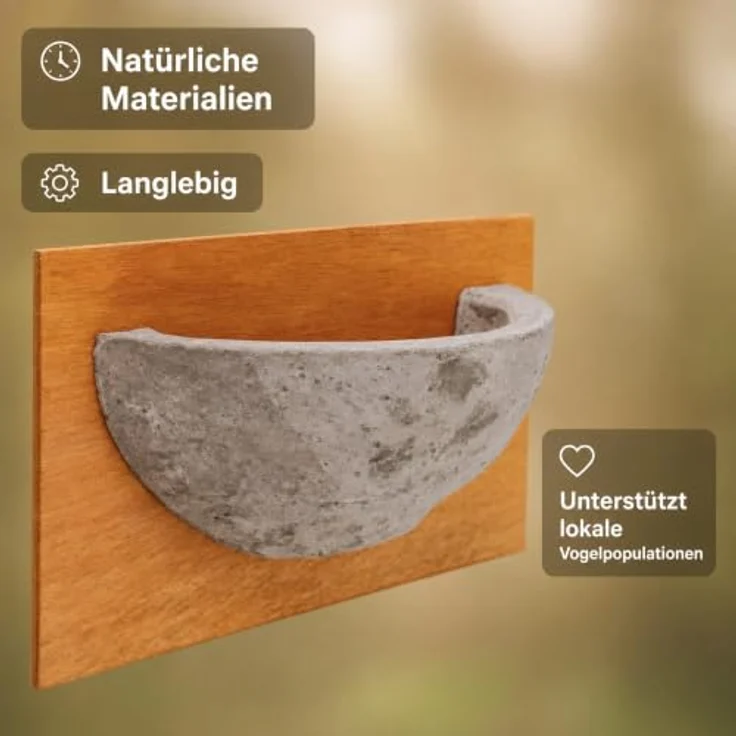 Westfalia Werkzeug Nistkasten Mehlschwalbennest, Ton mit Holzplatte zur einfachen Montage, 200 x 90 x 80 mm – Bild 6