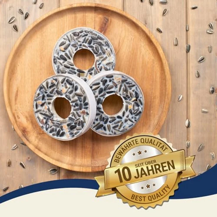 Lyra Pet® Meisenringe, 10 x 3 STK. mit Nährstoffreichen Saaten & Getreiden, Fettreiches Vogelfutter für Wildvögel, ganzjähriger Energielieferant für Balkon & Terrasse – Bild 4
