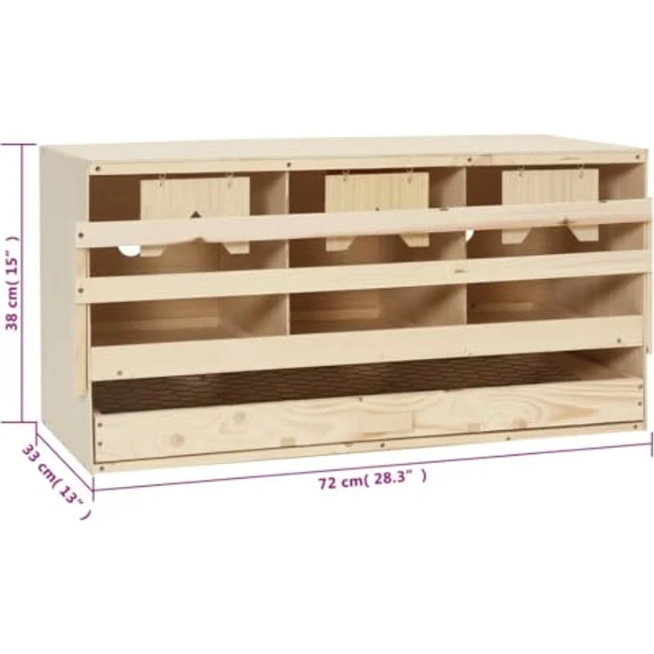 vidaXL Legenest Hühnernest 3 Fächer 72 x 33 x 38 cm Massivholz Kiefer – Bild 9