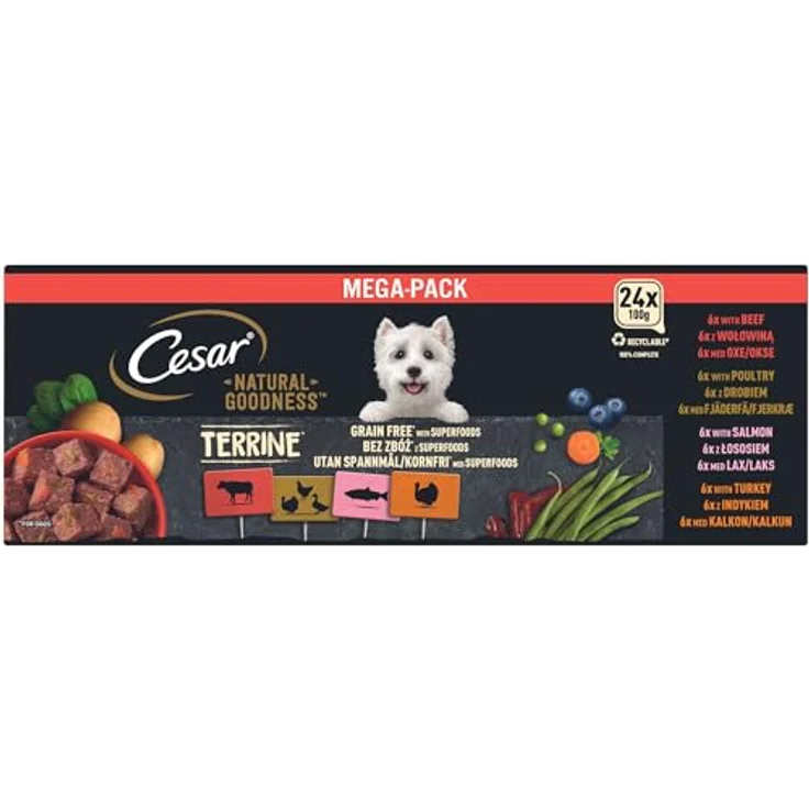Cesar Natural Goodness Premium Hunde Nassfutter, 4 Varietäten in Sauce, Megapack 24x100g, 100% natürliche Zutaten – Bild 2