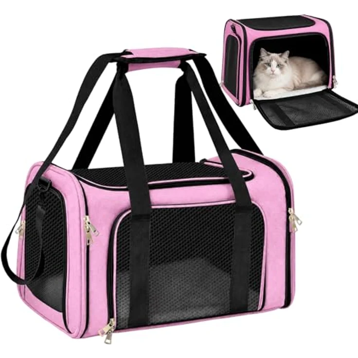 Aipwerer Faltbare Katzen Transportbox, M/L in Blau, strapazierfähiges Polyester, atmungsaktiv und bequem, für Reisen und Alltag – Bild 1