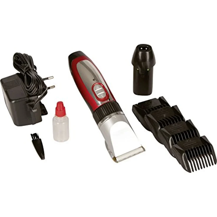 CLIPSTER Kerbl 18265 Akku-Schermaschine Sonic, Keramik-Scherkopf, 5-stufige Schnitthöheneinstellung, Rot, Silber – Bild 1