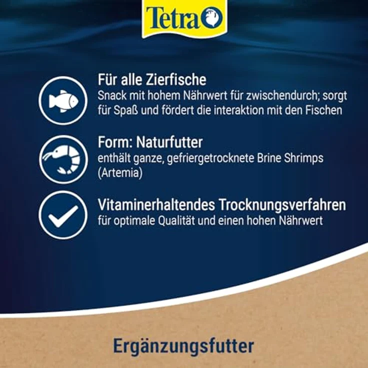 Tetra Delica Brine Shrimps, 100% gefriergetrocknete Salinenkrebse, natürliche Snacks für Zierfische in 100 ml Dose – Bild 5