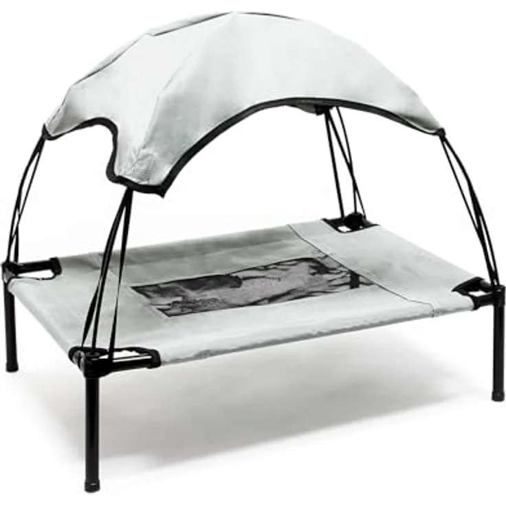 Wiltec Hundebett mit Dach Grau, 91 x 76 cm, für Hunde bis 35 kg, wetterfest, klappbar, ideal für den Outdoor-Einsatz – Bild 5