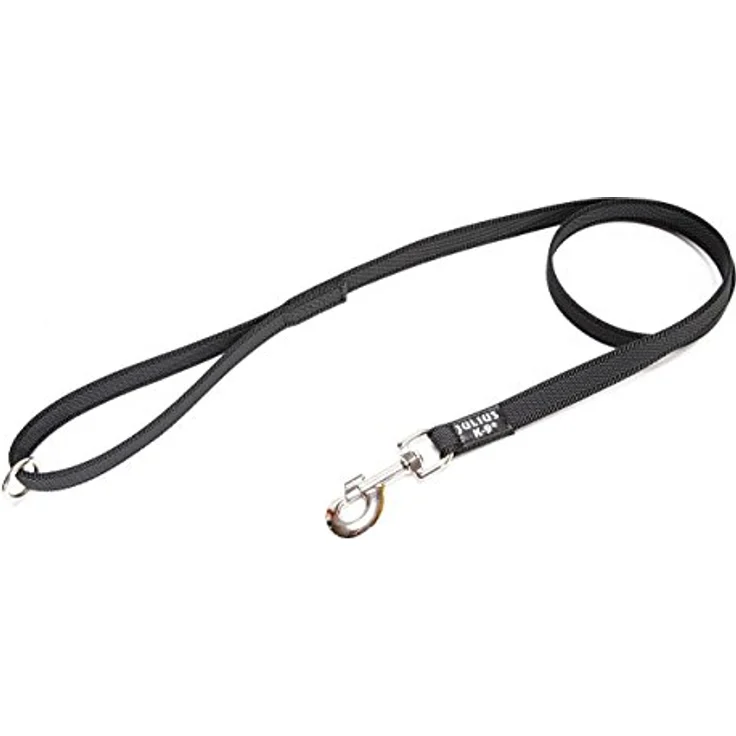 JULIUS K-9 IDC Color & Gray gumierte Leine, 14 mm x 1,2 m, strapazierfähig, mit Schlaufe und O-Ring, Schwarz-Grau – Bild 1