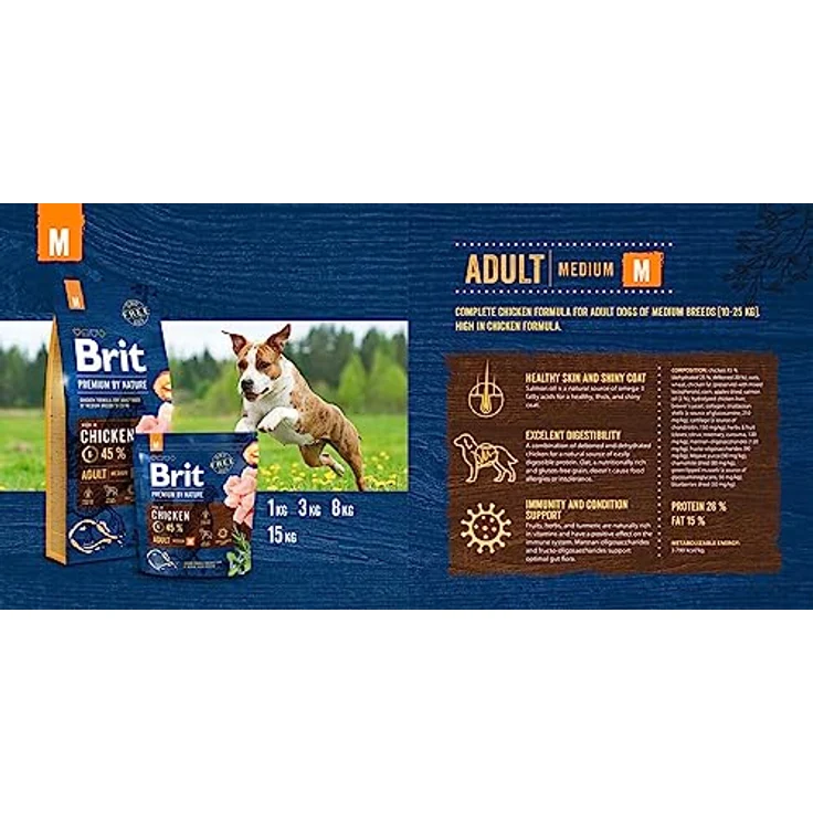 Brit Premium by Nature Adult M, Hunde-Trockenfutter mit wertvollen Inhaltsstoffen, 8kg – Bild 3