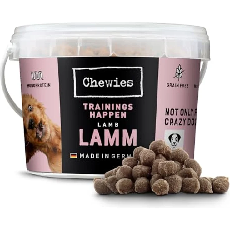 Chewies Trainingshappen Lamm, Monoprotein Snack für Hunde, 300 g, getreidefrei, zuckerfrei, hypoallergen, weiche Leckerlies fürs Hundetraining – Bild 1