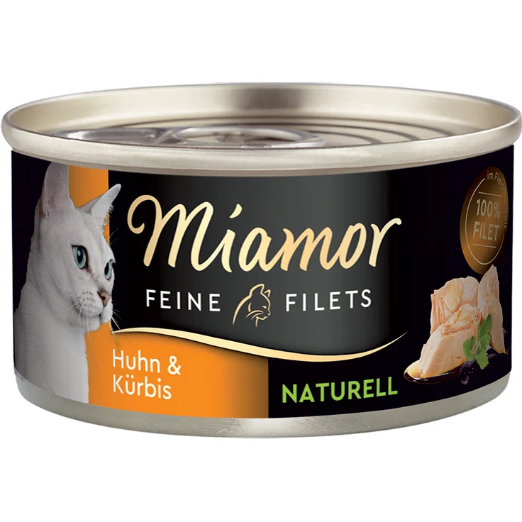 Miamor Feine Filets Naturelle, Katzen-Nassfutter mit Huhn & Kürbis, 24 x 80 g Portionsdöschen – Bild 1
