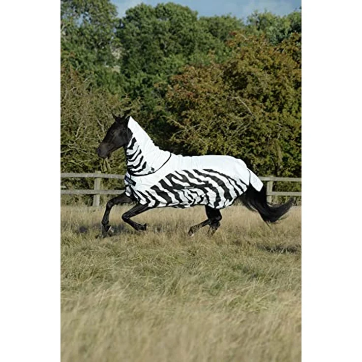 Bucas Buzz-Off Rain Zebra & Neck, wasserdichte und atmungsaktive Pferdedecke im Zebra-Design, Größe 135 cm / 6'0 – Bild 2