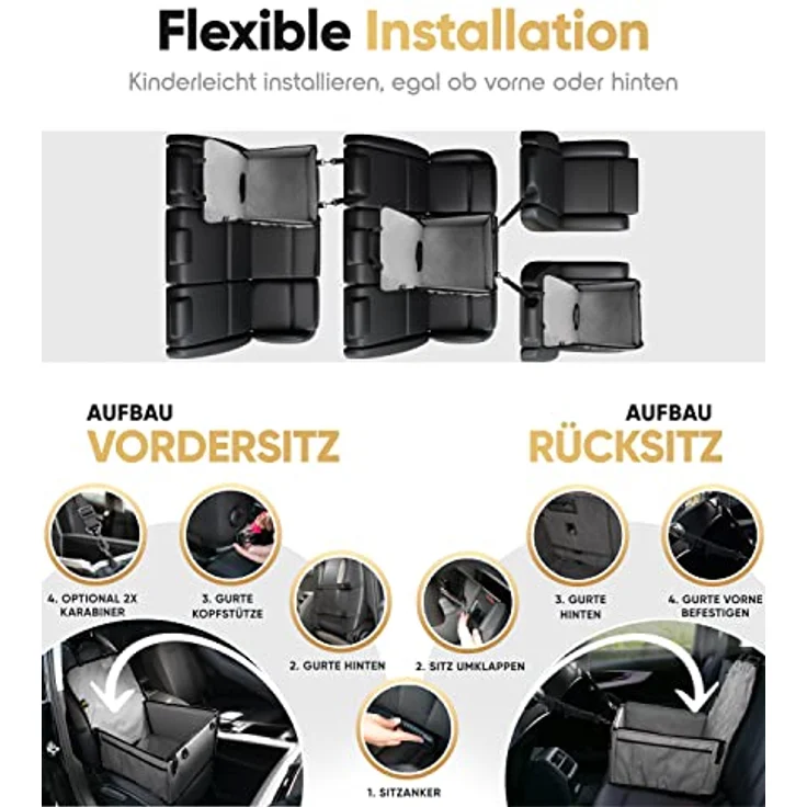 HELDENWERK® Hundeautositz, extra stabil mit 5 Gurten, kratzfest & reißfest, universell einsetzbar, wasserdicht, schwarz – Bild 4