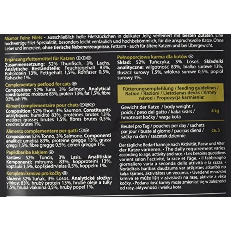 Miamor Feine Filets in Jelly Thunfisch in Lachsjelly, 24 x 100 g, leicht verdauliches Nassfutter ohne Leber und Innereien, ideal für ältere Katzen und bei Übergewicht – Bild 5