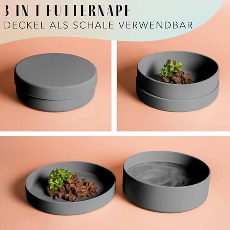 ne&no® Silikon Hundenapf 1200 ml mit Deckel, rutschfester Futternapf für kleine und mittelgroße Hunde, luftdicht verschlossen für Kühlschrank und Spülmaschine geeignet – Bild 2