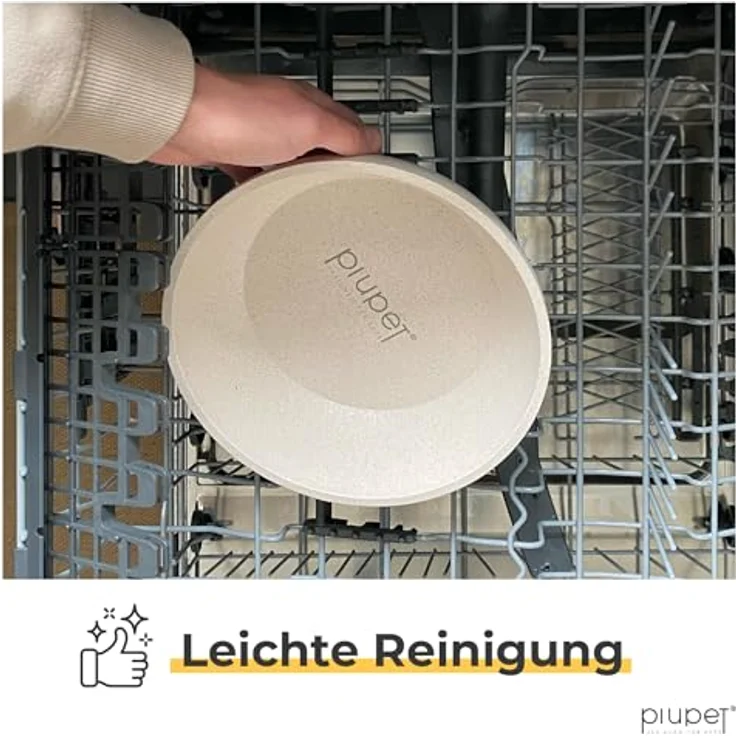 PiuPet® Futternapf und Wassernapf für Hunde, 2 x 1L, spülmaschinenfest, beige, 17,5cm Durchmesser, für große Hunde – Bild 4