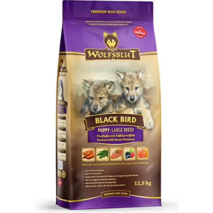Wolfsblut Black Bird Puppy Large Breed, getreidefreies Hundefutter mit Truthahn und Süßkartoffeln, 12,5 kg – Bild 1