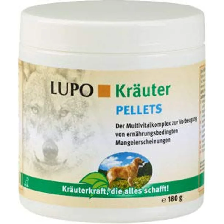 Luposan Kräuter Pellets für Hunde, Nahrungsergänzungsmittel für optimalen Stoffwechsel, 180 g