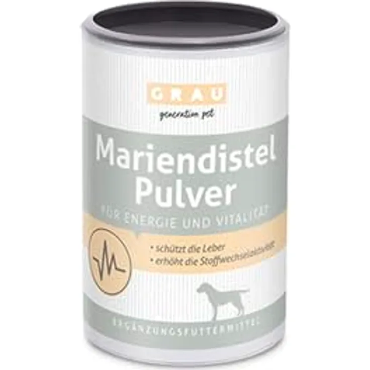 GRAU Mariendistel Pulver, 100% rein, unterstützt die Leber und Zellerneuerung, Ergänzungsfuttermittel für Hunde, 120 g