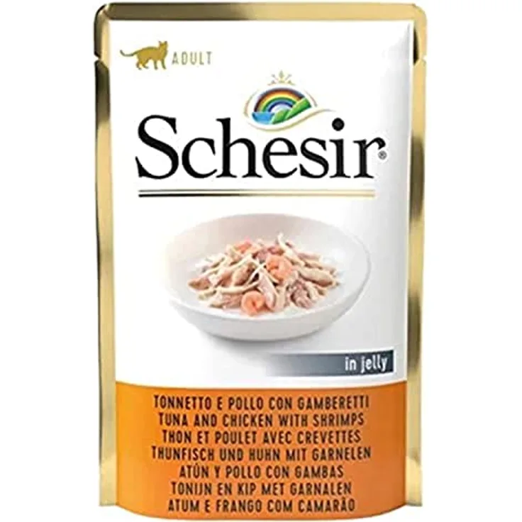 Schesir Katzen-Nassfutter, 20x85g, in praktischer Tüte, hochwertiges Fleischfutter