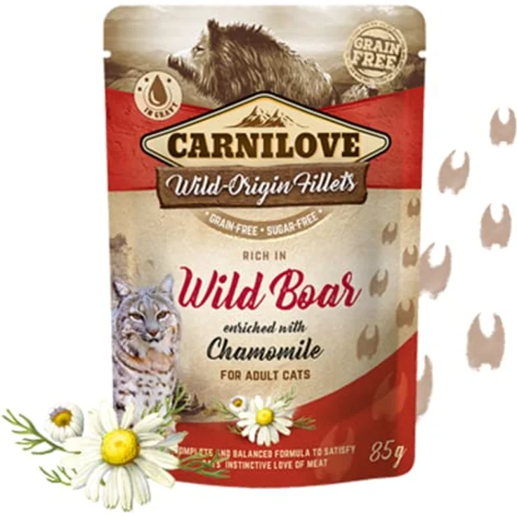 Carnilove Cat Pouch Ragout - Wildboar mit Kamille, 24x85g Katzen-Nassfutter – Bild 3