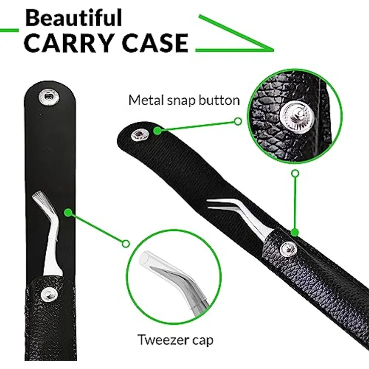 MYDAISY Zeckenzange 2 in 1, Edelstahl Pinzette mit Haken für Hunde und Menschen, inklusive schwarzer Schutzhülle – Bild 4