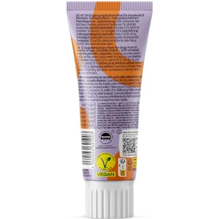 VEGDOG Levervurst Schlecksnack, pflanzlich, hypoallergen, 75g - veganer Snack für Hunde, ohne Zuckerzusatz und Soja, ideal für sensible Mägen – Bild 4