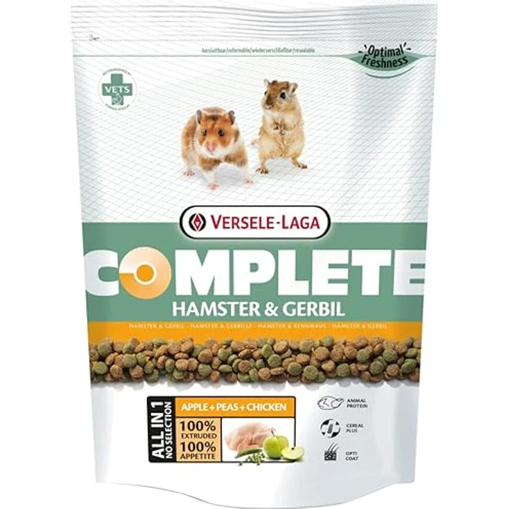 Versele-Laga Complete Hamster & Gerbil, Alleinfuttermittel mit proteinreichen All-in-one-Pellets, Doppelpack 2 x 500 g für mehr Energie und gesundes Haarkleid – Bild 2
