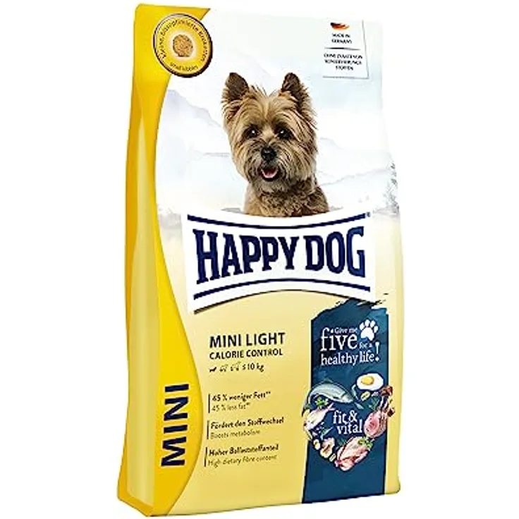 Happy Dog fit und vital Mini Light, Trockenfutter für Hunde bis 10 kg, reduzierte Fettgehalt, 800g