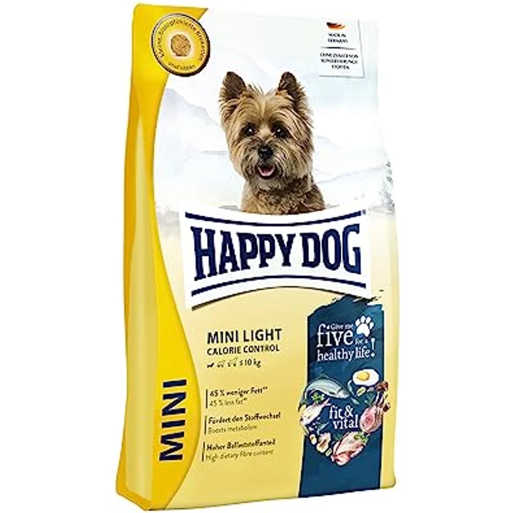 Happy Dog fit und vital Mini Light, Trockenfutter für Hunde bis 10 kg, reduzierte Fettgehalt, 800g – Bild 1