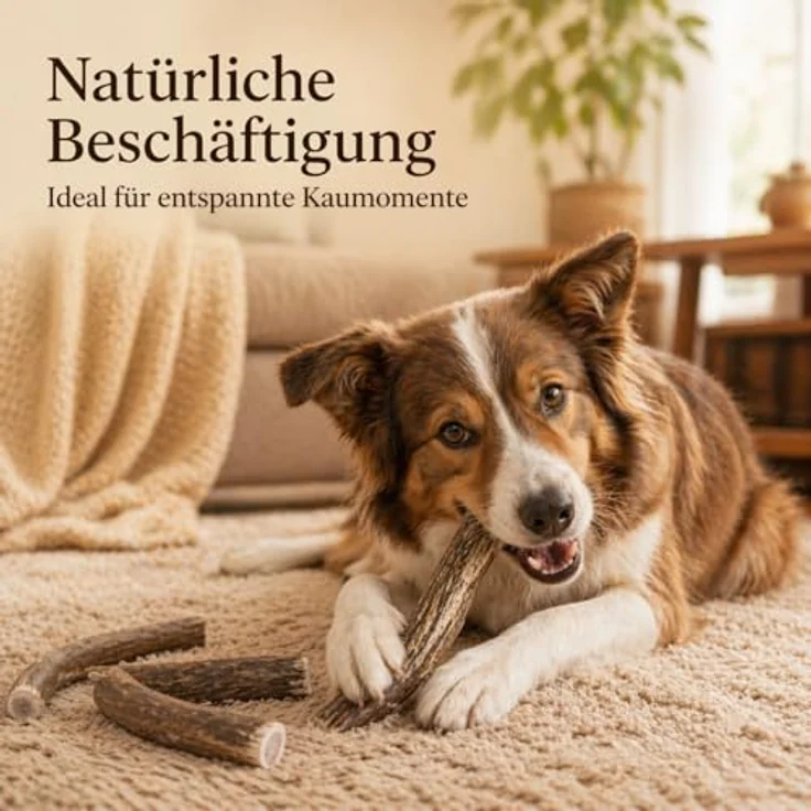 mascota vital - Hirschgeweih - 100% Hirschgeweih - Ideal für die Zahnpflege - 100% Natürlich - Geweih - Kauknochen - Hundespielzeug - Geweih vom Rothirsch (XXL (160-250g), ganz) – Bild 8